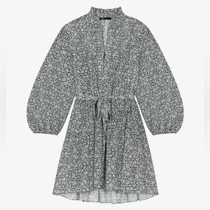 Maje Floral Print Devore Mini Dress
